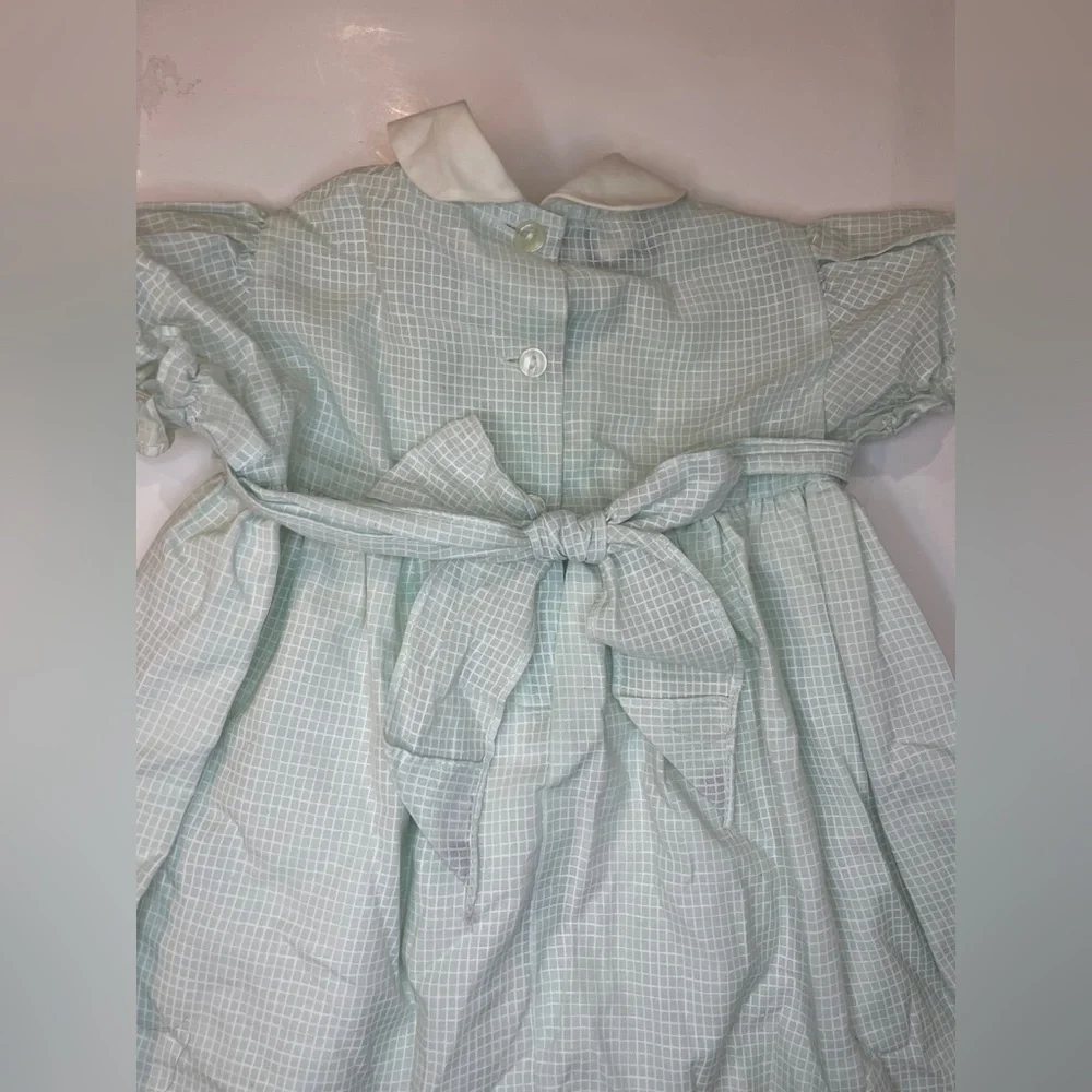 Vintage Mint Green Plaid‎ Girls Dress Sz 18-24 month
